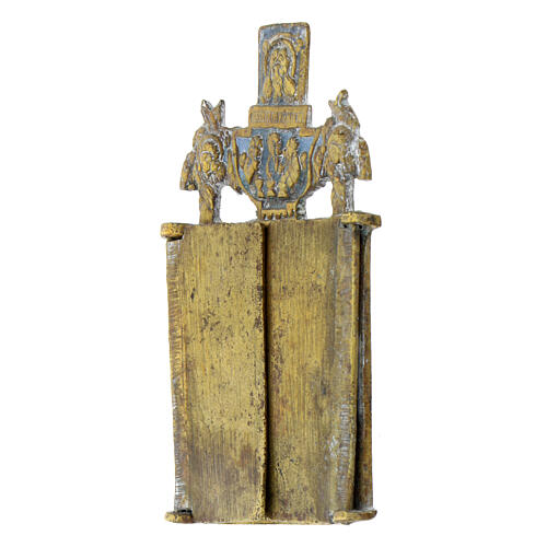 Icône ancienne de voyage pliable Sainte Parascheva bronze XIXe siècle 9x10 cm 3
