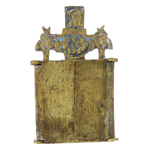 Icône ancienne de voyage pliable Sainte Parascheva bronze XIXe siècle 9x10 cm 4