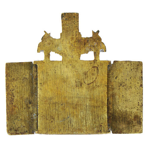 Icône ancienne de voyage pliable Sainte Parascheva bronze XIXe siècle 9x10 cm 5