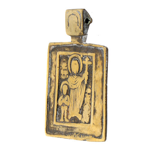 Icona da viaggio antica Quirico e Giulitta Russia XVIII sec 6x4 cm 2