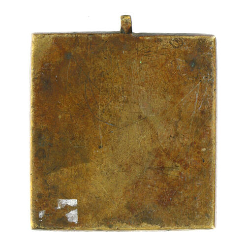Ícone antigo de viagem Trindade Rússia bronze séc. XVIII 5,5x5,7 cm 3