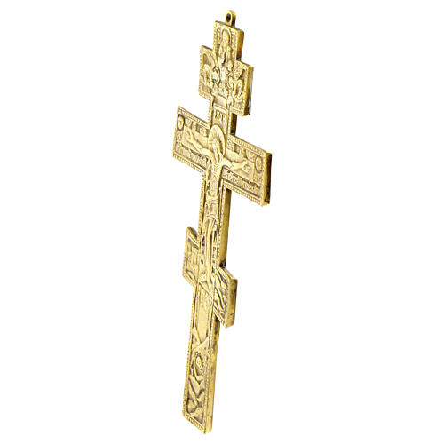 Ícone cruz bronze bizantina Rússia fim séc. XIX 25x13 cm 3
