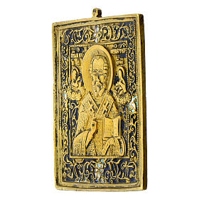 Ancient travel icon of St Nicholas of Myra, Russia, 19th century, 4x3.5 in