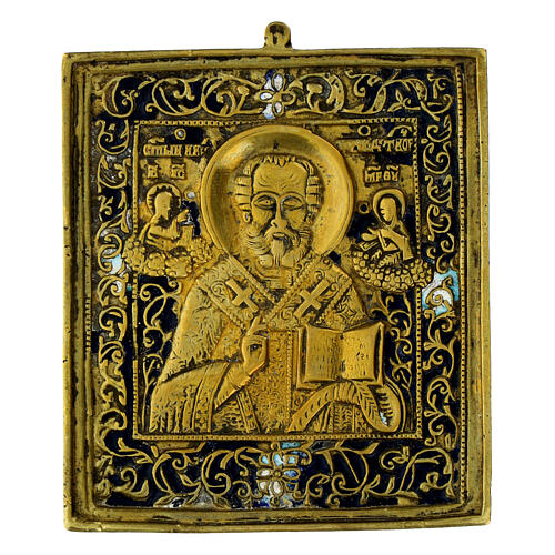 Ancient travel icon of St Nicholas of Myra, Russia, 19th century, 4x3.5 in 1