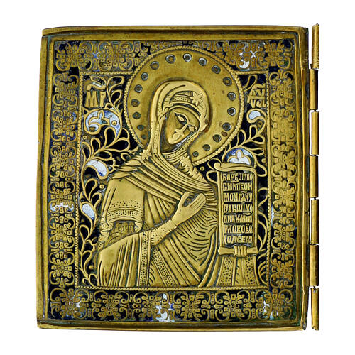 Antique Russian travelling icon, Deesis, 19th century, 14x6 in 2