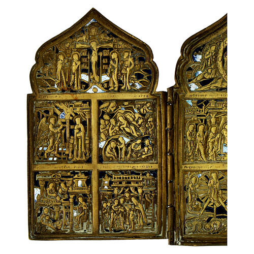 Ancient Russian travel polyptych foldable 19th century 40x17 cm 3