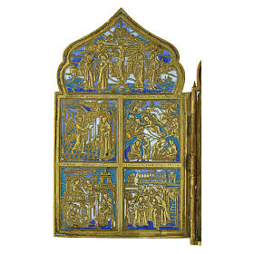 Travel icon Ancient Russian polyptych 19th century 17x40 cm