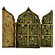 Icono plegable antiguo Rusia bronce siglo XVIII 18x40 cm s4