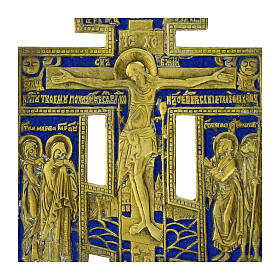 Antique orthodoxe cross, enamelled bronze, Russia, 19th century, 6.5x4 in