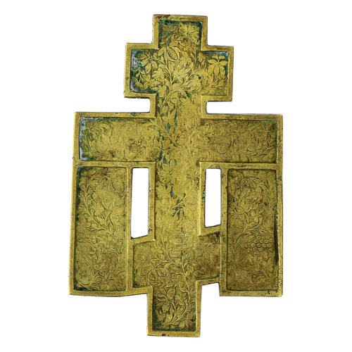 Croce ortodossa bronzo smalto antica Russia XIX sec 17x11 cm 5
