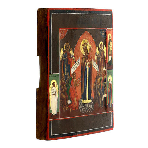 Antike russische Ikone – Gottesmutter „Freude aller Trauernden“, 19 Jh, 18 × 15 cm 3