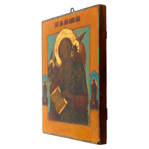 Icona russa antica San Giovanni Evangelista XIX sec 35x30 cm 3