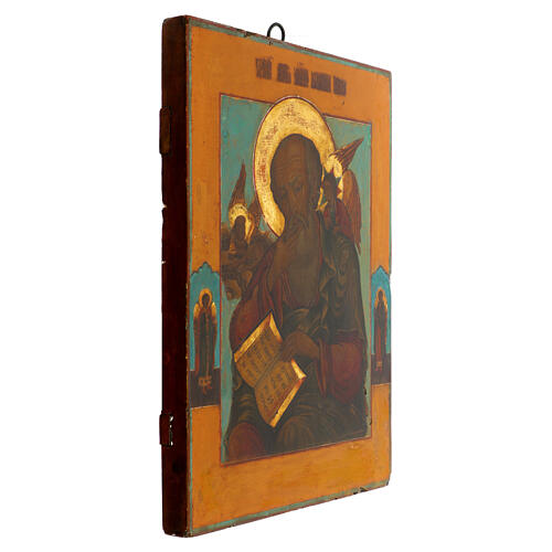 Icona russa antica San Giovanni Evangelista XIX sec 35x30 cm 4