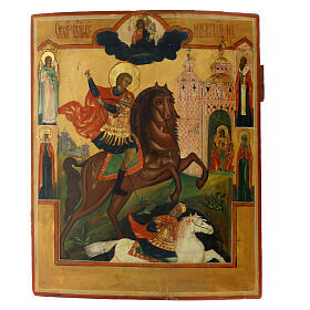 Icono envejecido Rusia San Demetrio de Tesalónica siglo XIX 43x36 cm