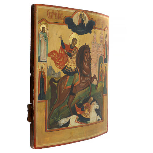 Icono envejecido Rusia San Demetrio de Tesalónica siglo XIX 43x36 cm 5