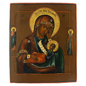 Icono Rusia envejecida Madre de Dios Consula mis penas siglo XIX 32x27 cm