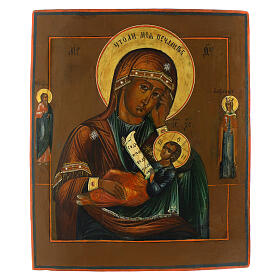 Ícone russo antigo Mãe de Deus Atenue minha dor séc. XIX 32x27 cm