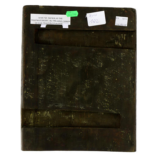 Antike russische Ikone, Heiliger Nikolaus der Wundertäter, achtzehntes Jahrhundert, restauriert, 30 x 25 cm 5