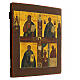 Icona antica russa Crocifissione Quadripartita XIX sec 35x30 cm s5