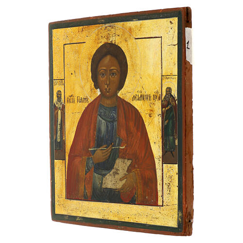 Ícone russo antigo São Pantaleão séc. XIX 30x26 cm 3