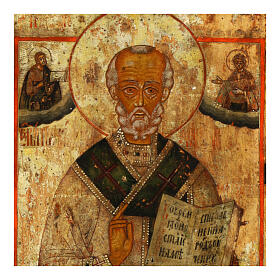 Icona antica russa San Nicola Taumaturga XIX sec 26x23 cm