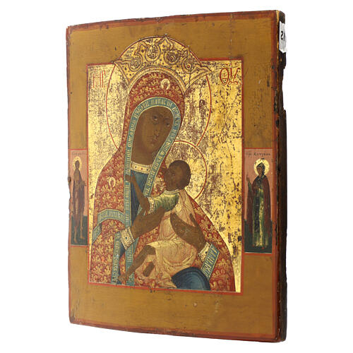 Icono ruso envejecido Virgen de Arabia fin siglo XVIII 36x30 cm 3