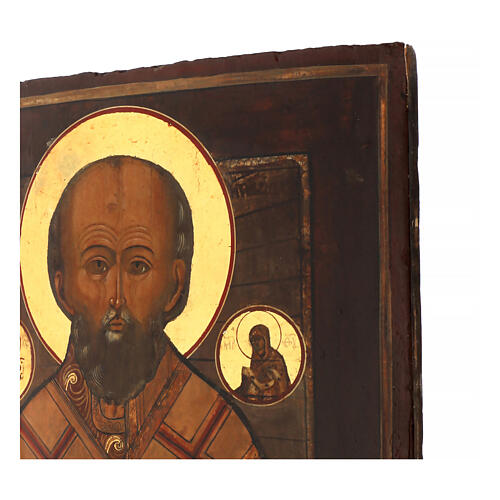 Icône russe ancienne Saint Nicolas Thaumaturge siècle XIX 37x31 cm 4