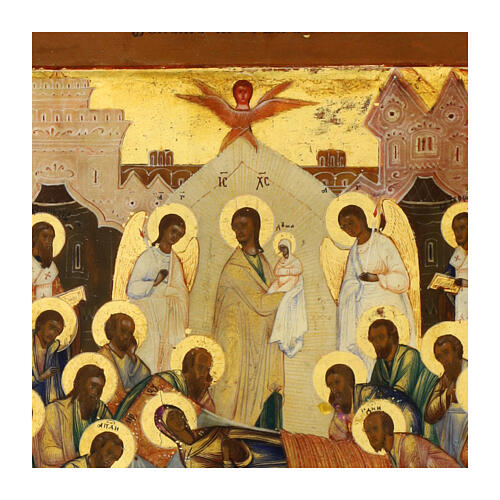 Antike russische Ikone, Entschlafung Mariens, achtzehntes Jahrhundert, 31 x 26 cm 2