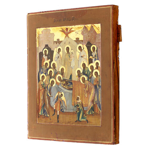 Ancient Russian icon, Dormition of the Virgin Mary, 18th century, 12x10 in 3