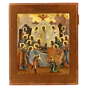 Ancient Russian icon Dormition of Mary 18th century 31x26 cm