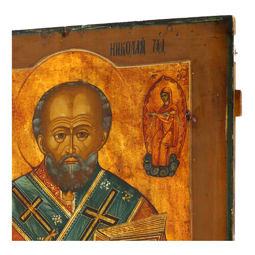Ícone russo antigo São Nicolau de Mira séc. 19 52x44 cm 4
