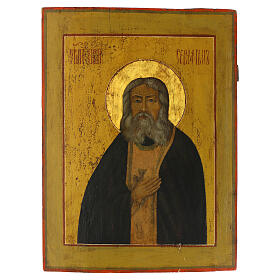 Ancient Russian icon of St. Seraphim of Sarov, 18th century, 21x15 in
