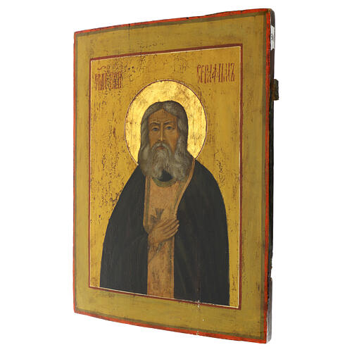 Ícone russo antigo São Serafim de Sarov séc. XVIII 53x39 cm 3