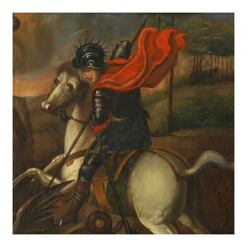 Icona antica russa San Giorgio e il drago XIX sec 51x43 cm 2