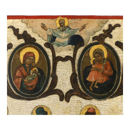 Icona russa antica Venerazione della Madre di Dio XVIII sec 41x33 cm 2