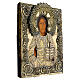 Antike russische Ikone, Christus Pantokrator mit Metallriza, neunzehntes Jahrhundert, 32 x 26 cm s5