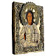 Ícone antigo Rússia Cristo Pantocrator riza metal séc. XIX 32x26 cm s5