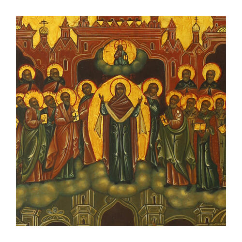 Icona antica Russa Madre di Dio Pokrov XIX sec 45X40 cm 2