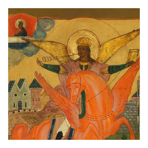 Icona russa antica San Michele Arcangelo XIX sec 53x46 cm 2