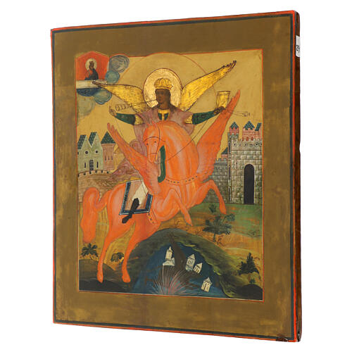 Icona russa antica San Michele Arcangelo XIX sec 53x46 cm 3