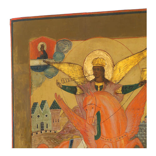 Icona russa antica San Michele Arcangelo XIX sec 53x46 cm 4
