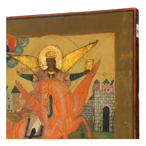 Icona russa antica San Michele Arcangelo XIX sec 53x46 cm 6