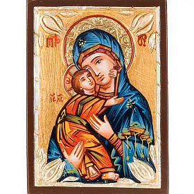 Ícone Roménia Mãe de Deus Vladimir capa azul