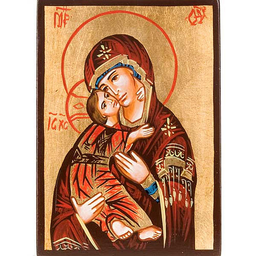 Ícone Roménia Nossa Senhora de Vladimir pintado à mão 1