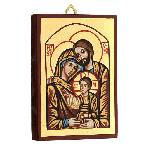 Rumänische Ikone Heilige Familie mit roter Dekoration 2