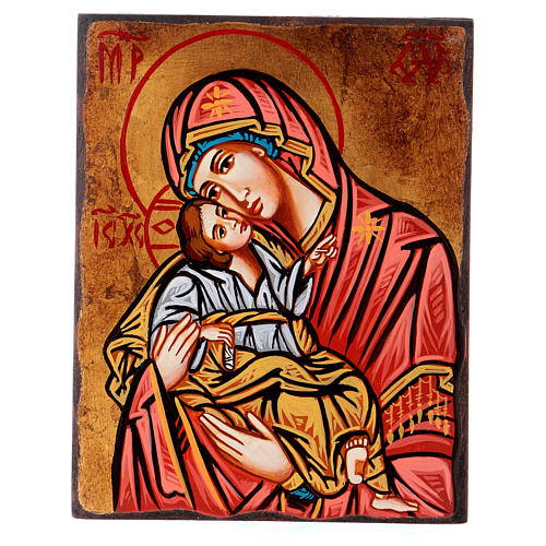 Ikone Madonna der Zärtlichkeit mit abgerundetem Rand 1