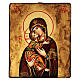 Ikone Jungfrau von Don mit rotem Gewand und antikisiert s1