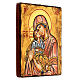 Icono Virgen de la Ternura manto rojo efecto antiguo s3