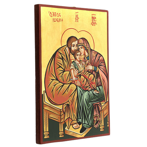 Ikone Heilige Familie mit goldenem Hintergrund und rotem Gewand 3