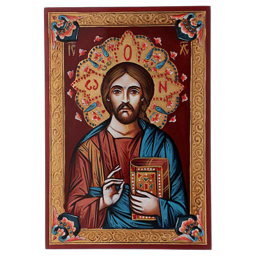 Handgemalte Ikone Christus Pantokrator mit geschlossenem Buch 1